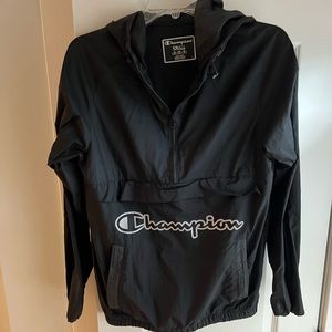 Champion Men Hooded Jacket with zippered pockets. For rainy and windy days.